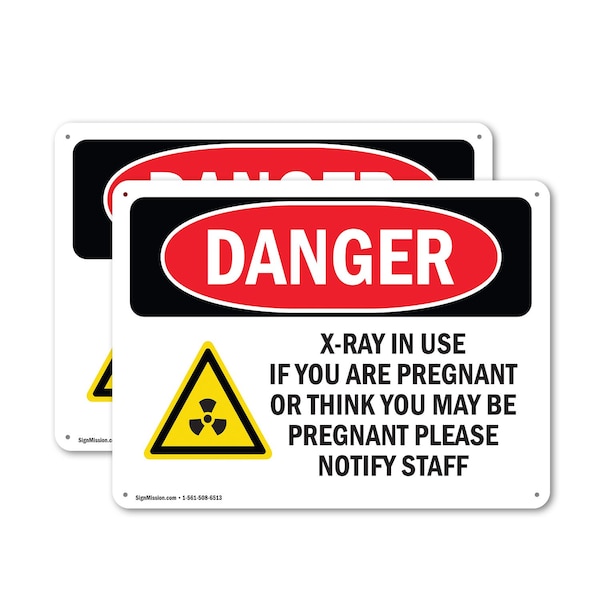 Signmission Radiation & Laser Sign, 7 in H x 10 in W, Plastic, Rectangle OS-2PACK-DS-P-710-L-2518 - main